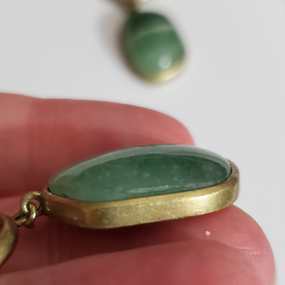 Jade hoop earrings natural stone gold bronze banana Republic? Vtg ? Exc conditio - Picture 12 of 16